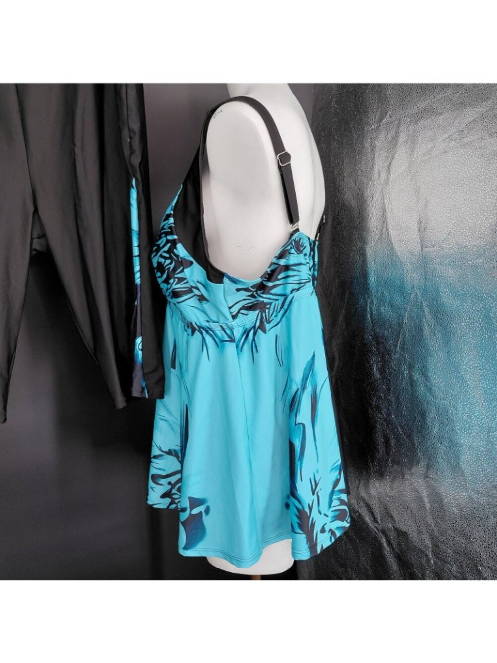 Hanna Nikole Tankini Swimsuit Set Women 20W Blue Floral Tropical Swim Long Short - Picture 6 of 16